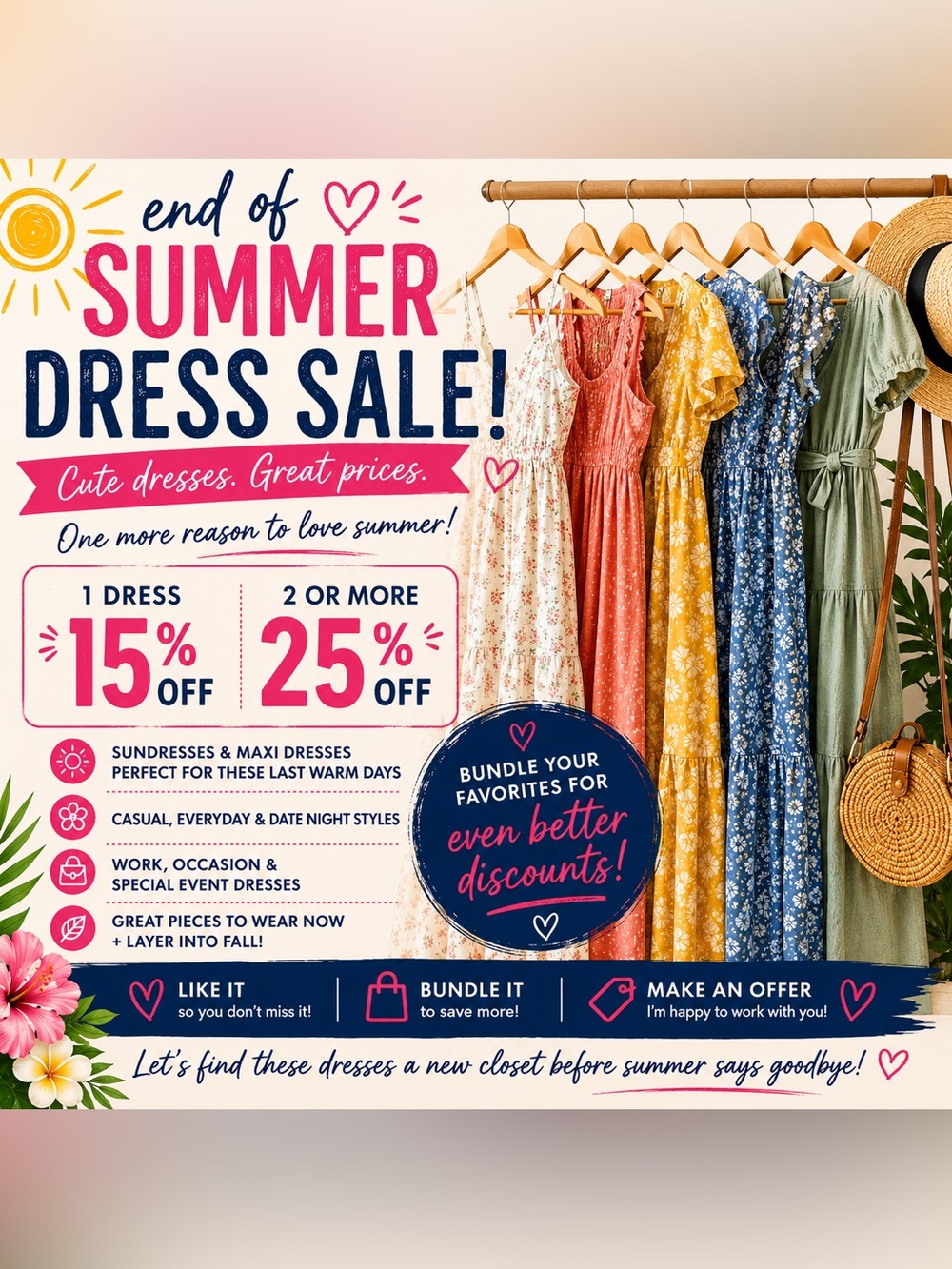 ☀️🌸 END OF SUMMER DRESS SALE! 🌸☀️